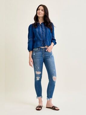 JUDY BLUE SIENNA DISTRESSED HEM SKINNY JEAN